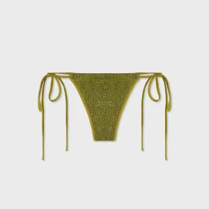 Slip Resistant Hem Water Resistant Fabric Asta Resort Lio Bikini Bottom - Olive Oil Sequin