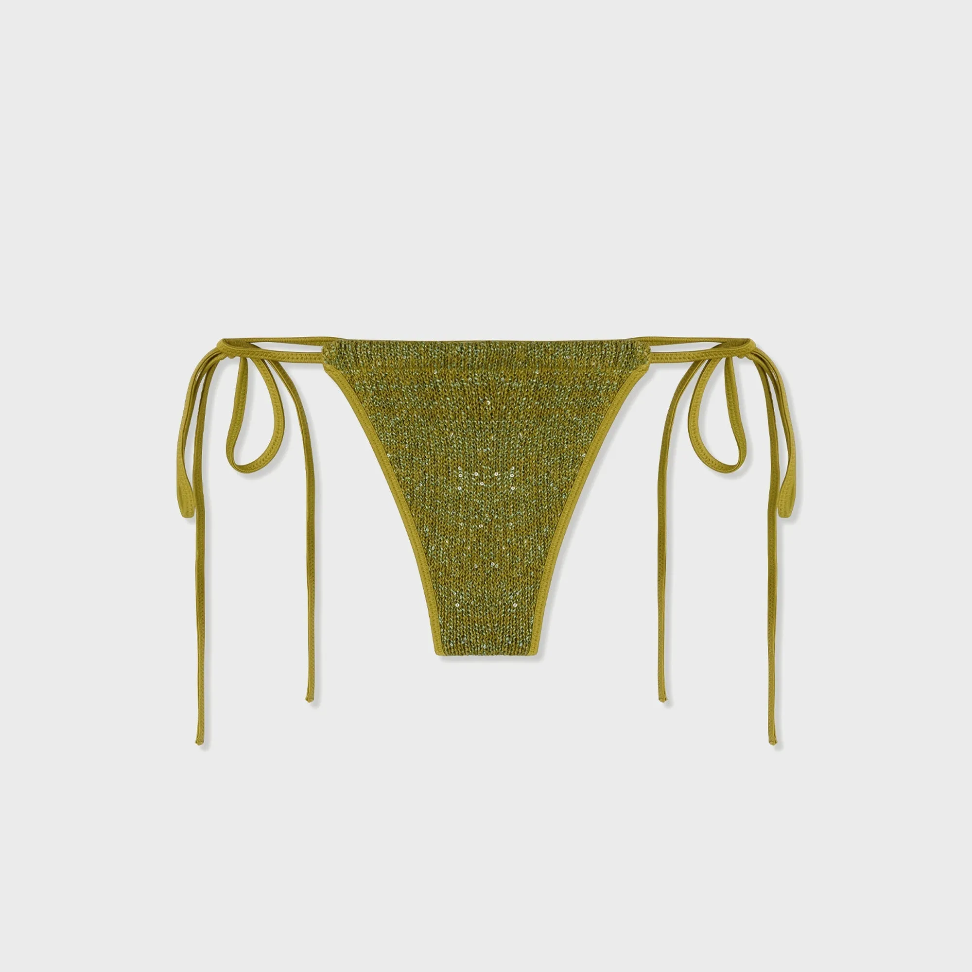 Slip Resistant Hem Water Resistant Fabric Asta Resort Lio Bikini Bottom - Olive Oil Sequin