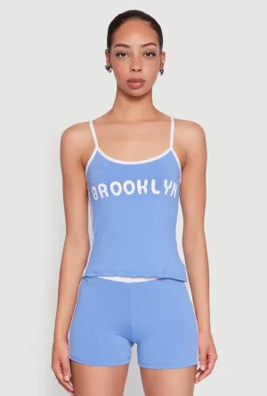 Contrast Trim Brooklyn Graphic Cami Weather - resistant