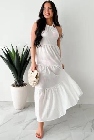 Reach To The Skies Halter Maxi Coverup Dress (Off White) Net Glow