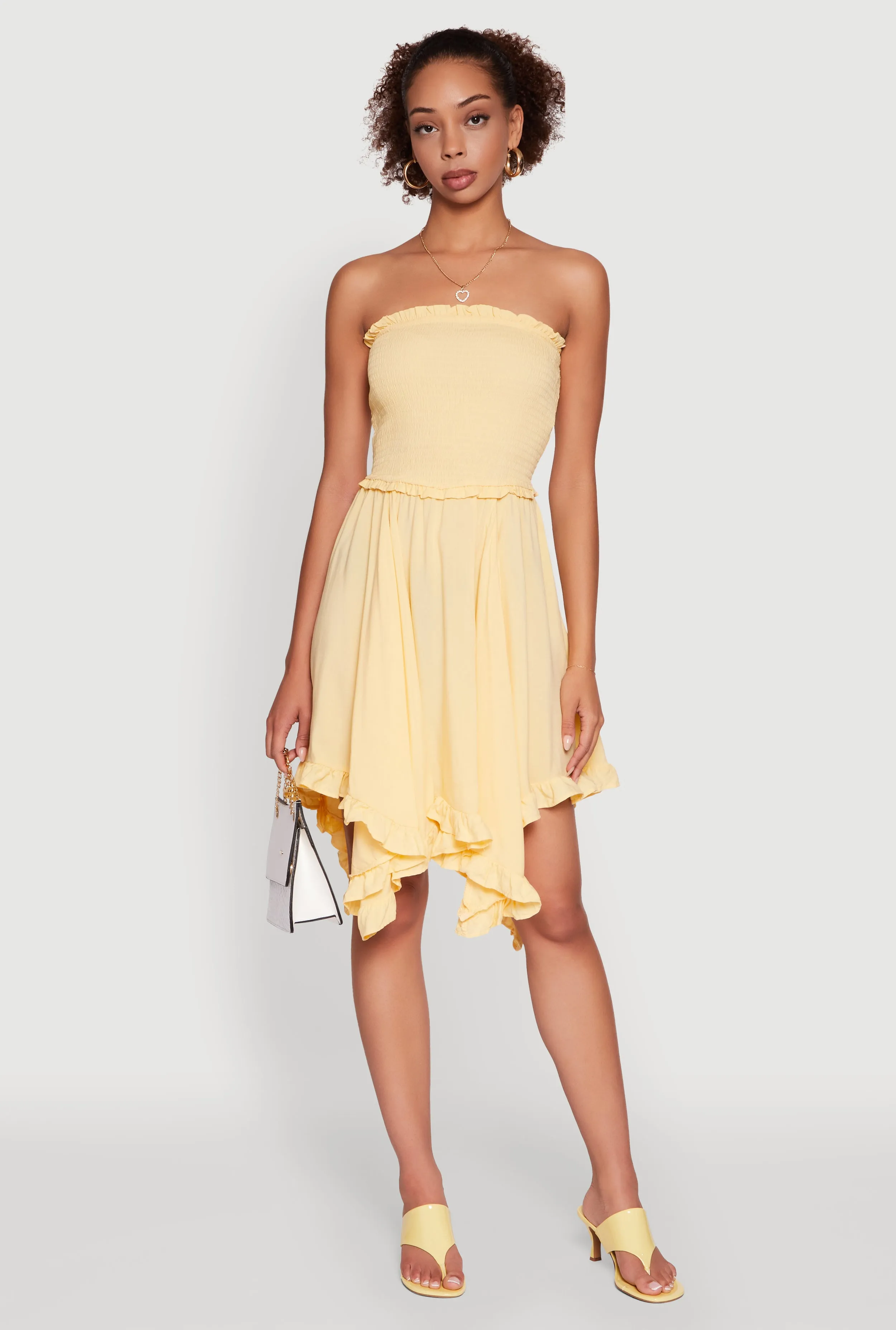 Smocked Handkerchief Hem Tube Dress Classic event dress