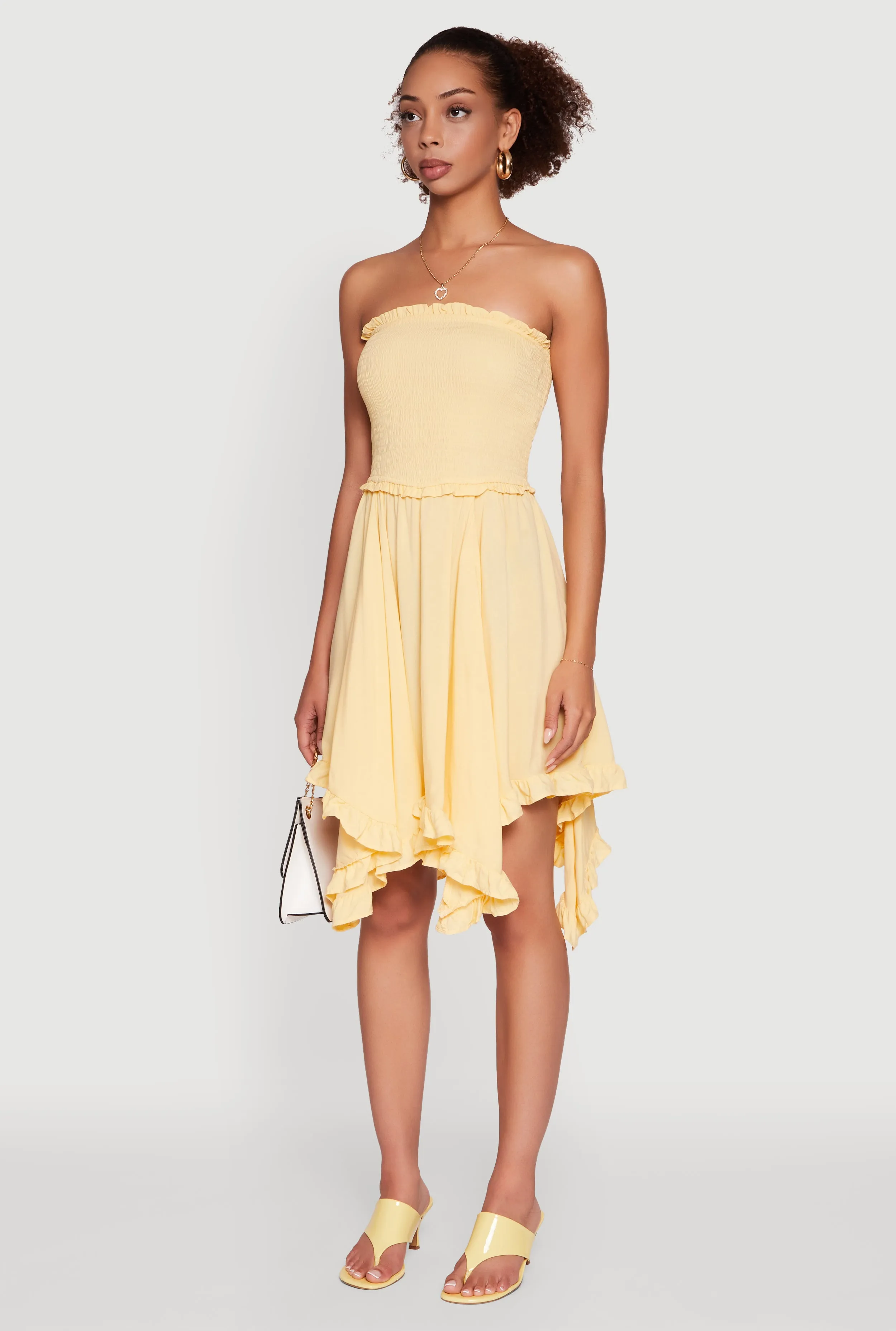 Fresh Shore Trendy Fit Smocked Handkerchief Hem Tube Dress