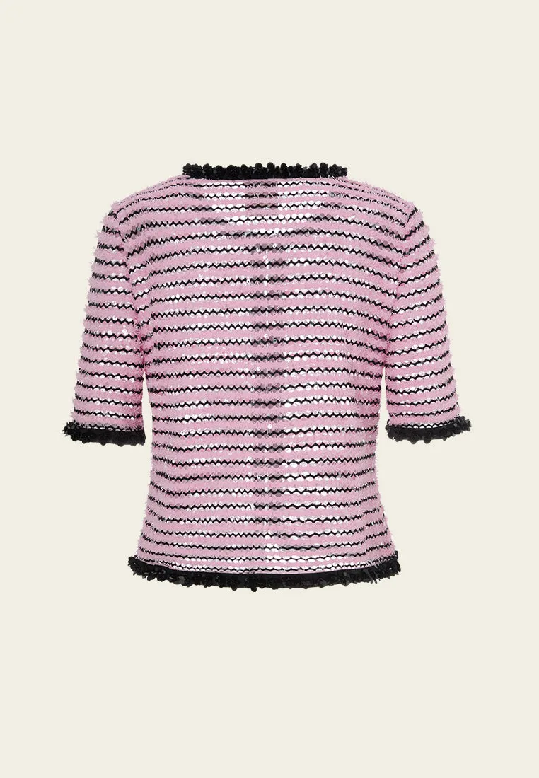 Frayed-detail Sequin-detail Stripped Jacket DurableSeams
