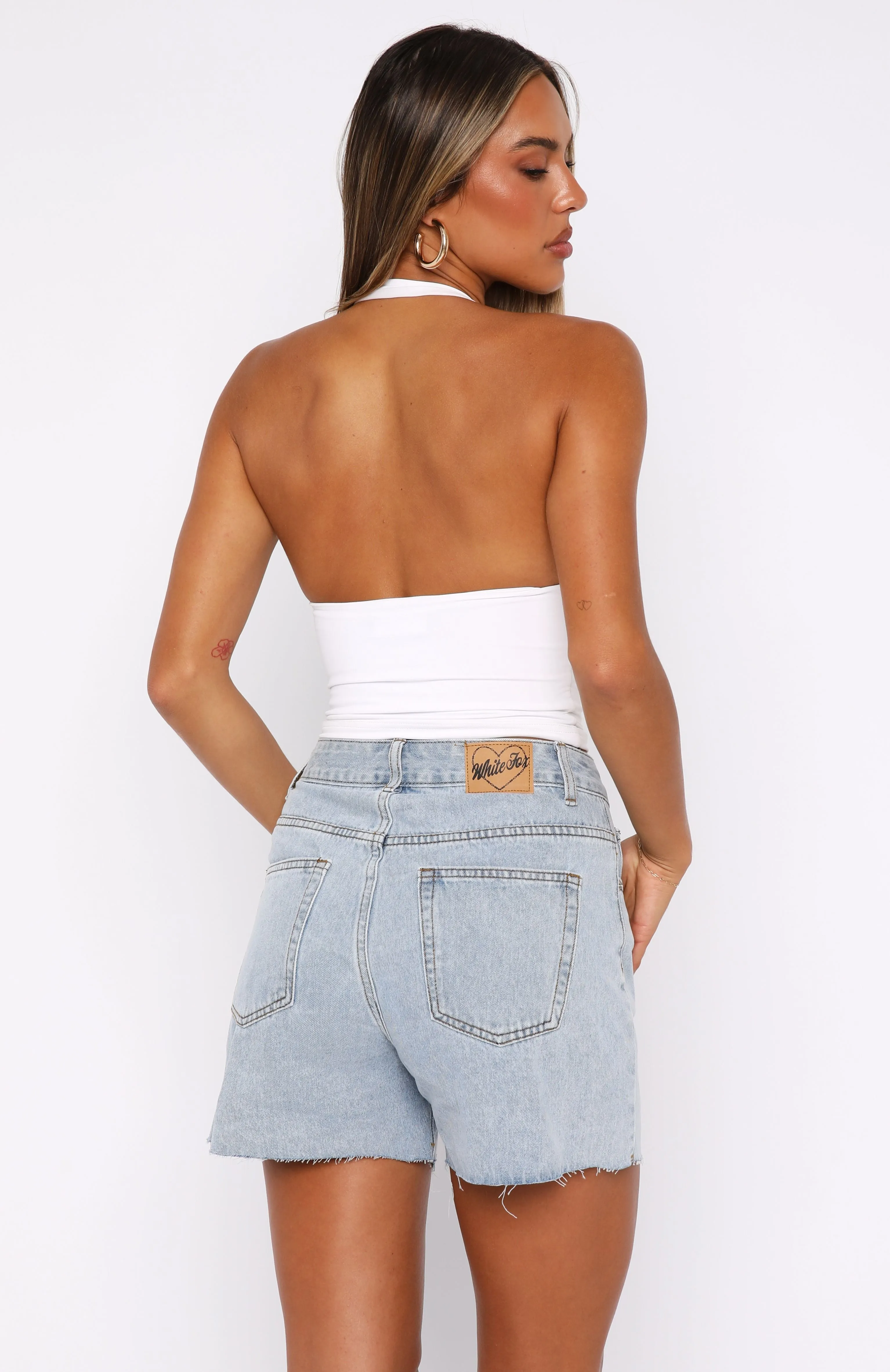 Keep It Brief Denim Shorts Light Blue Multi Directional Flex