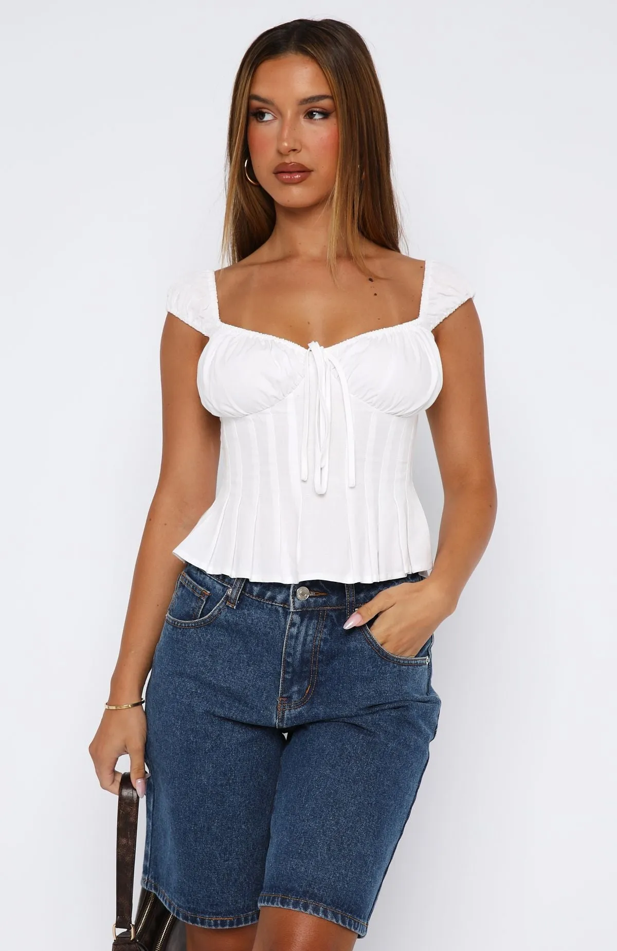 Compact Storage Feature Bella Denim Shorts Dark Blue