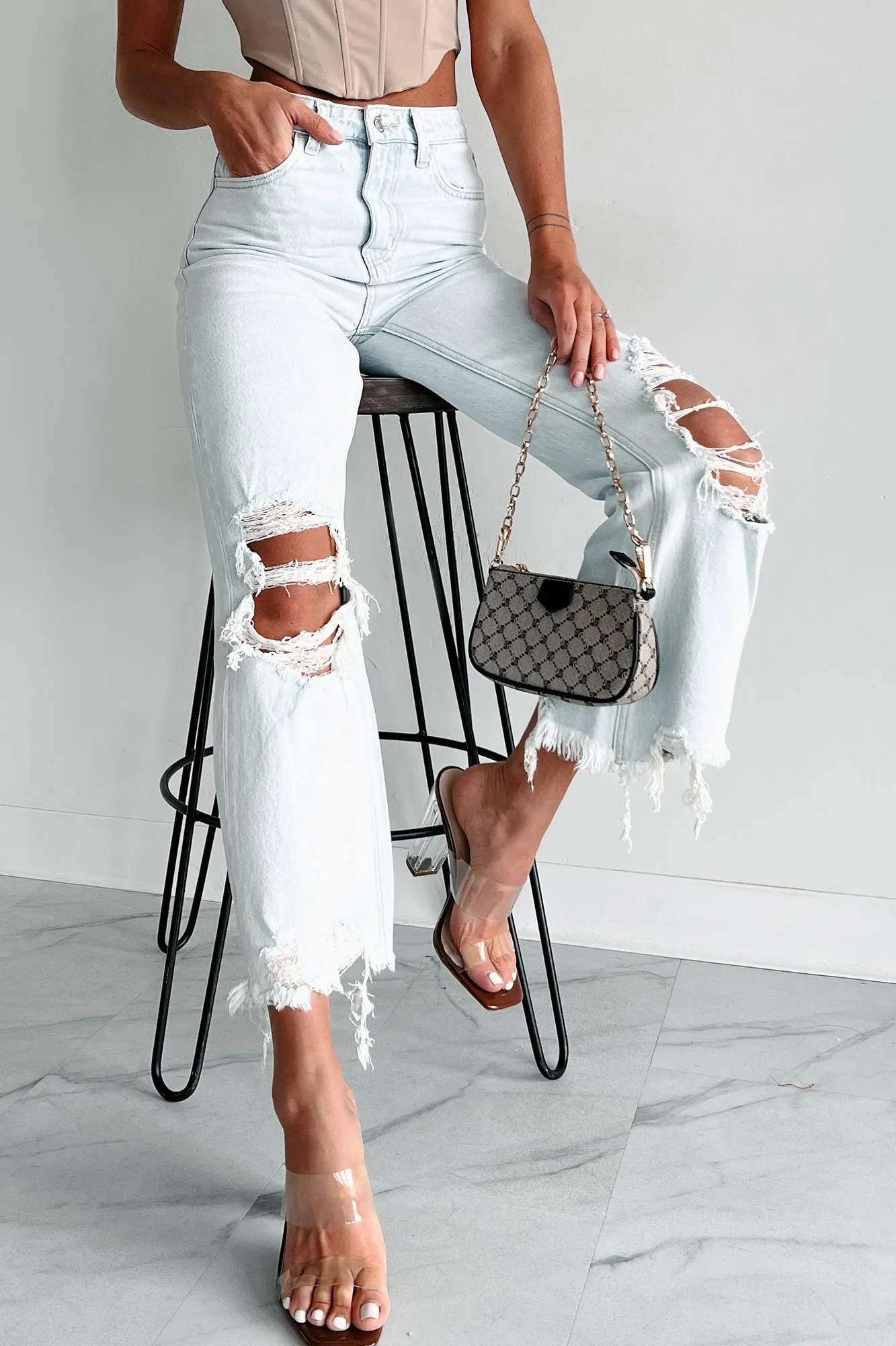 Getting Candid High Rise Crop Flare Vervet Jeans (Light) Sustainable Cotton Multi Panel Design