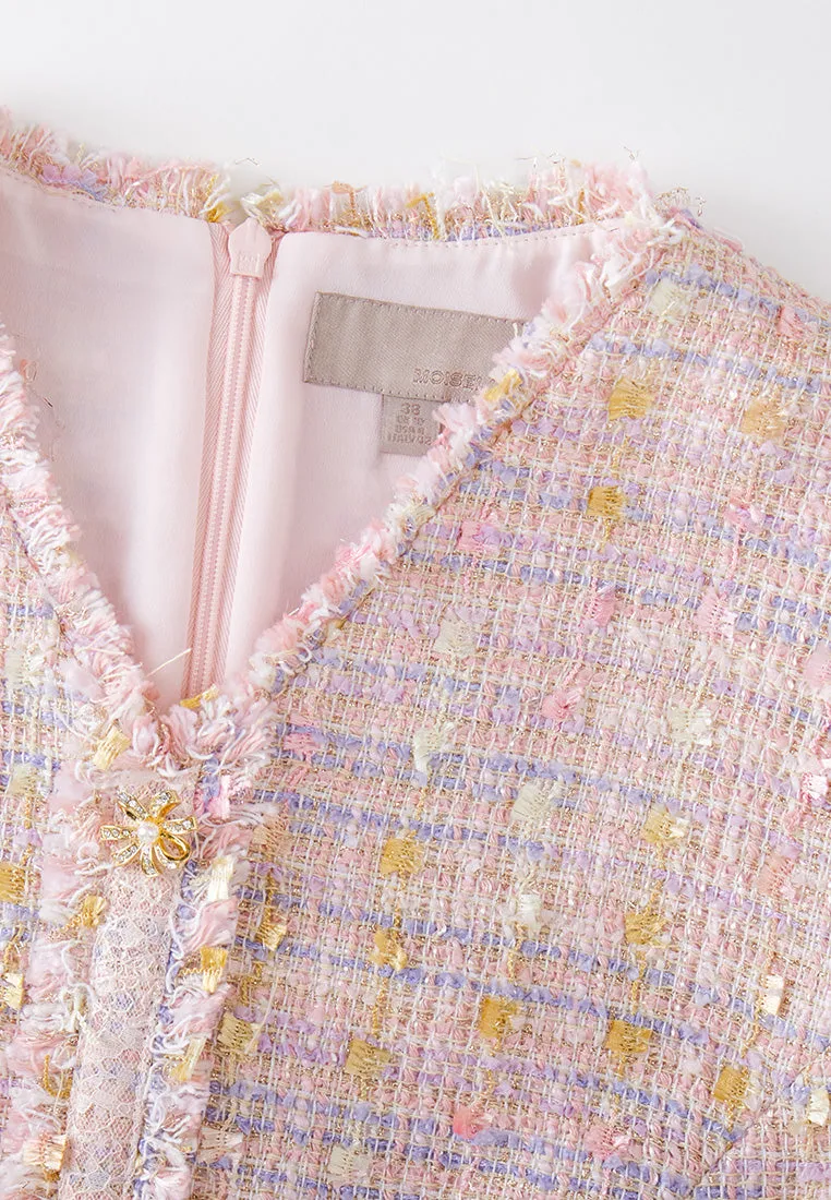 Frayed-detail V-neck Belted Dress Peace Flow Island Vibe