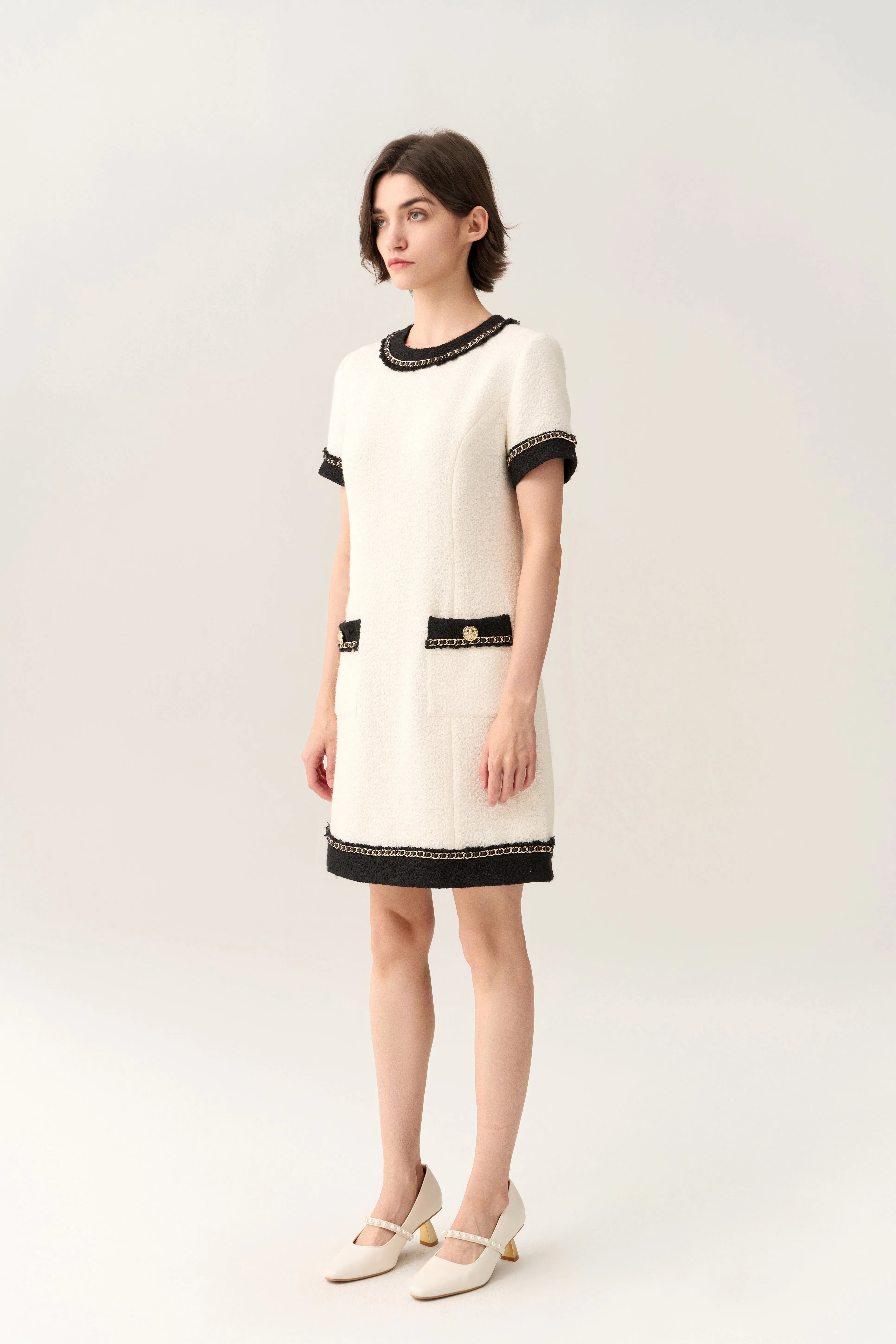 Cotton Glow Classy Contrast Tweed Dress