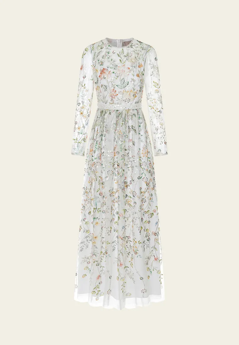 Floral Embroidery Embellished Mesh Dress SeamFreeEngineering Street Glow