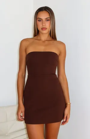 Evening Chic Keep Falling Strapless Mini Dress Chocolate
