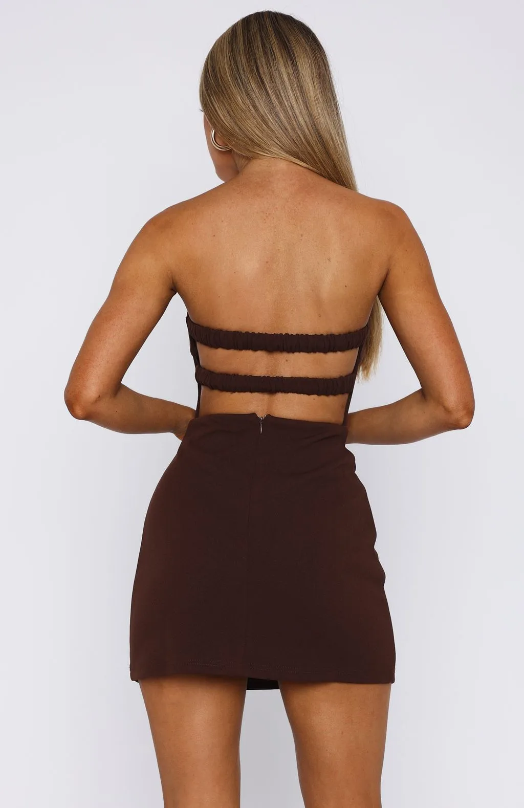 City Beat Keep Falling Strapless Mini Dress Chocolate