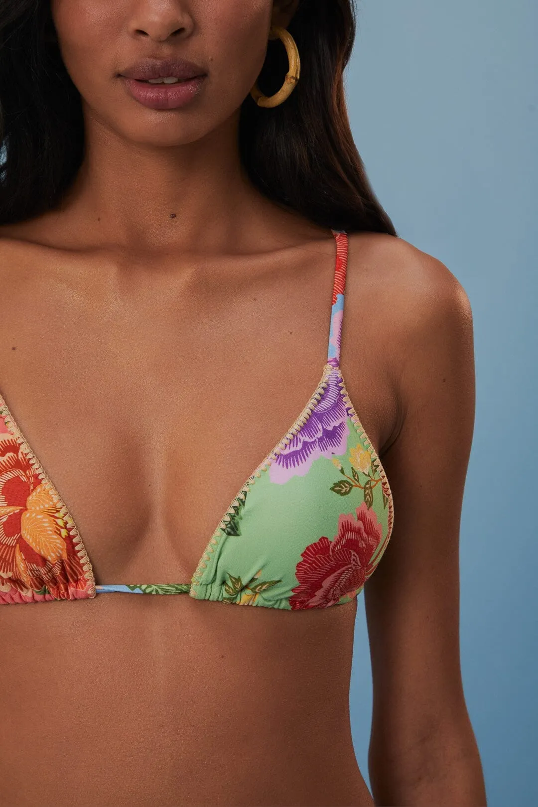Flower Scarves Side Tie Bikini Top NonIrritating Seams