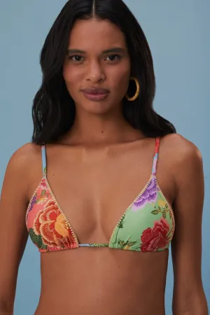 Flower Scarves Side Tie Bikini Top HighCollared Design