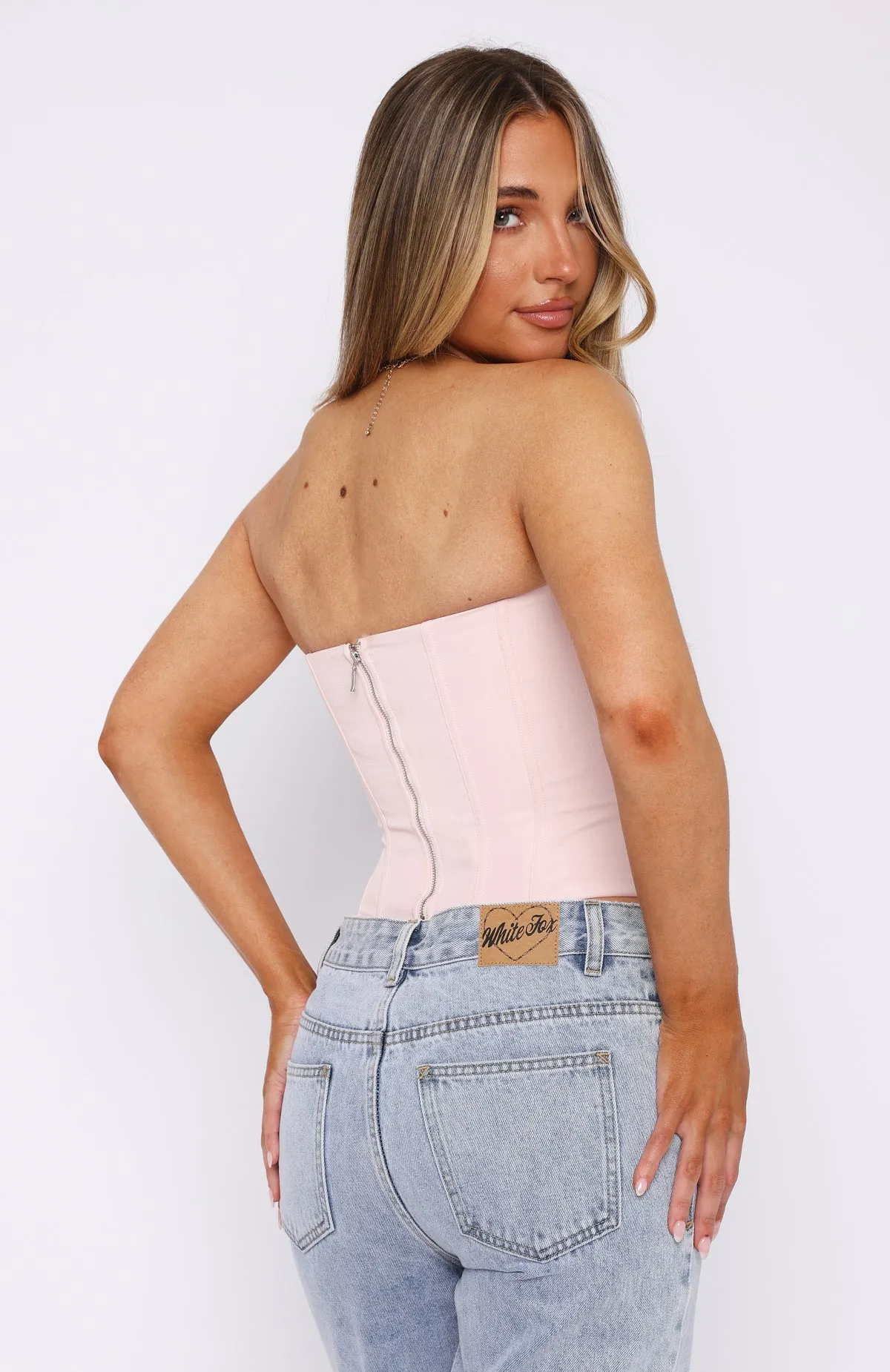 StretchFit Design Durable Blend Never Love Again Strapless Bustier Baby Pink