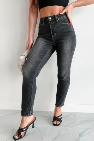 Traveler Gear Slim Benji Mid Rise Tummy Control Slim Fit Judy Blue Jeans (Black)