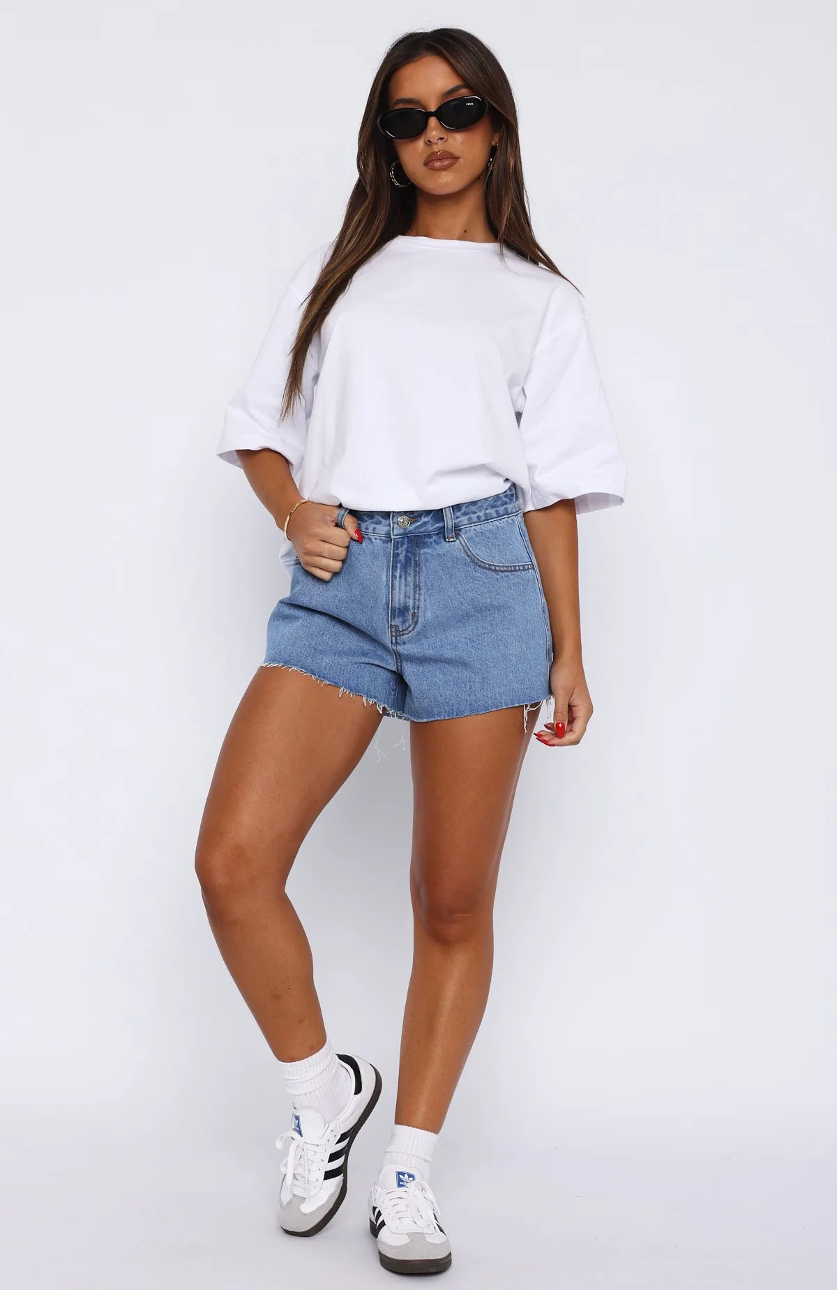 Static Free Finish Summer essentials Take Me Home Denim Shorts Mid Blue Wash