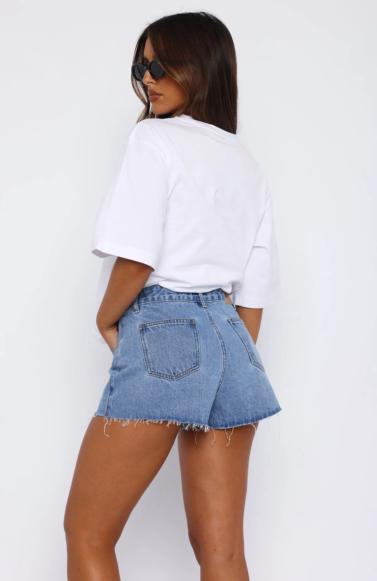 NonSlipGrip Take Me Home Denim Shorts Mid Blue Wash