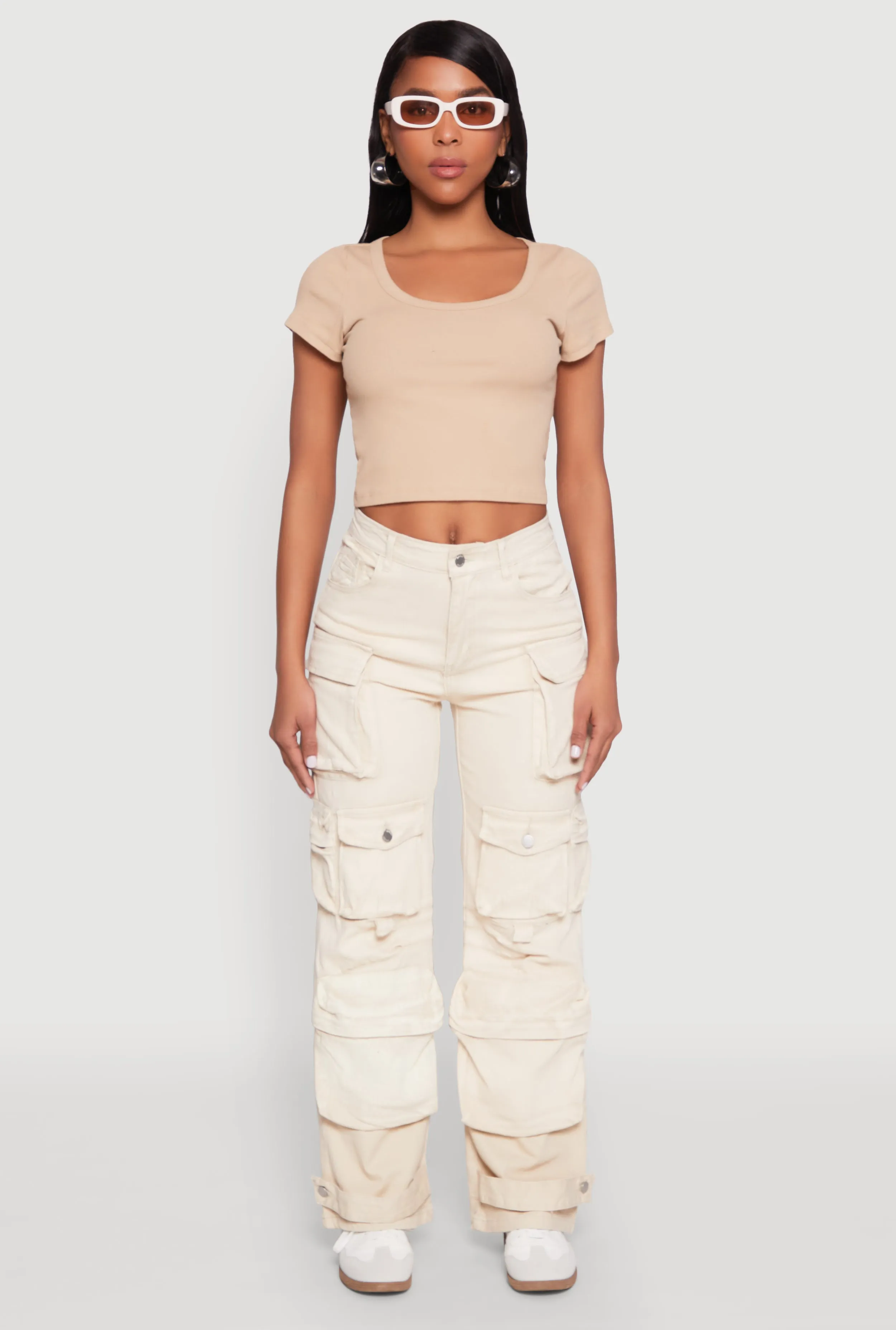 Trend Setter Home Comfort Daisy Mineral Wash Multi Pocket Cargo Jeans