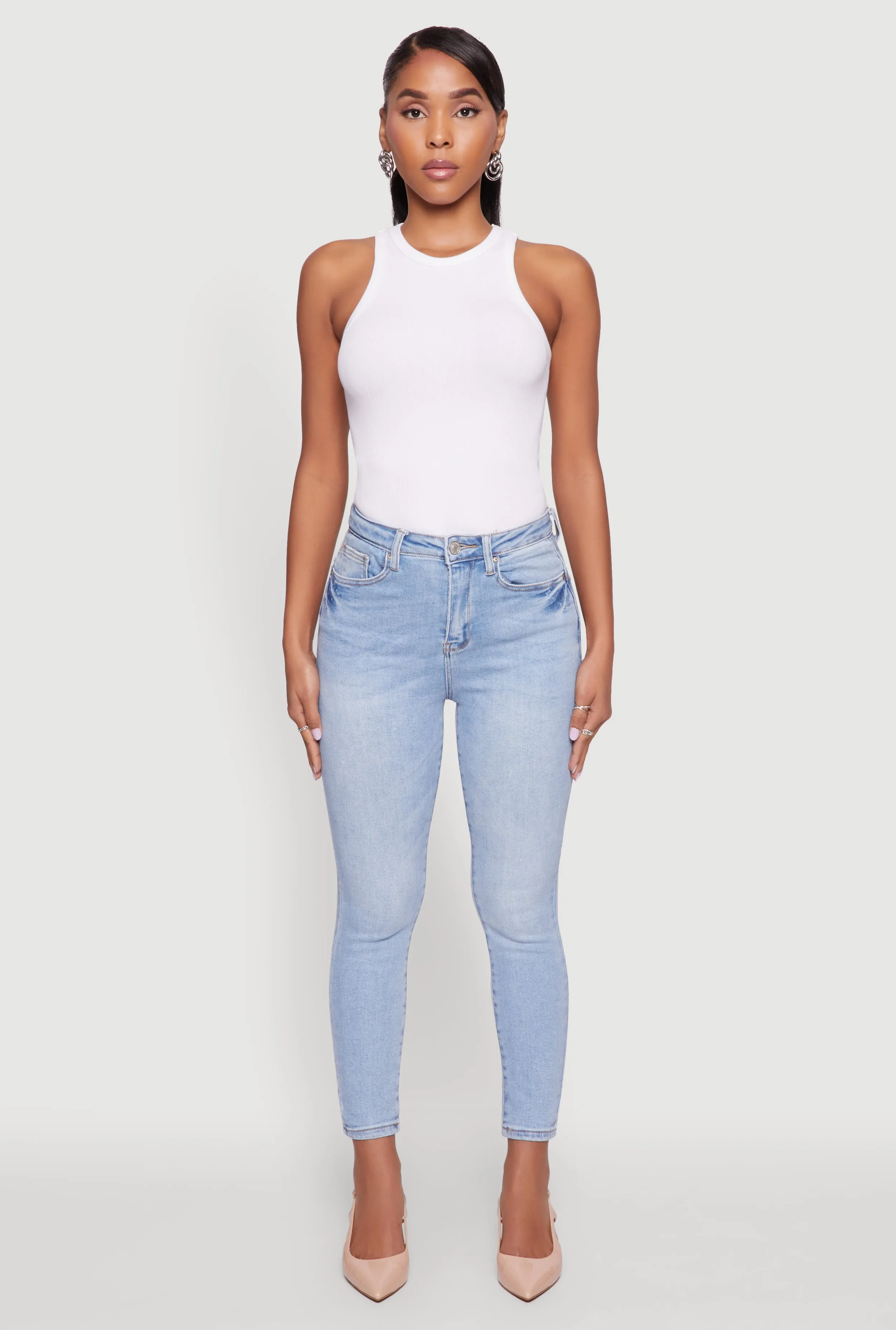 All Season Fabric Weight WAX Whiskered Cropped Skinny Jeans