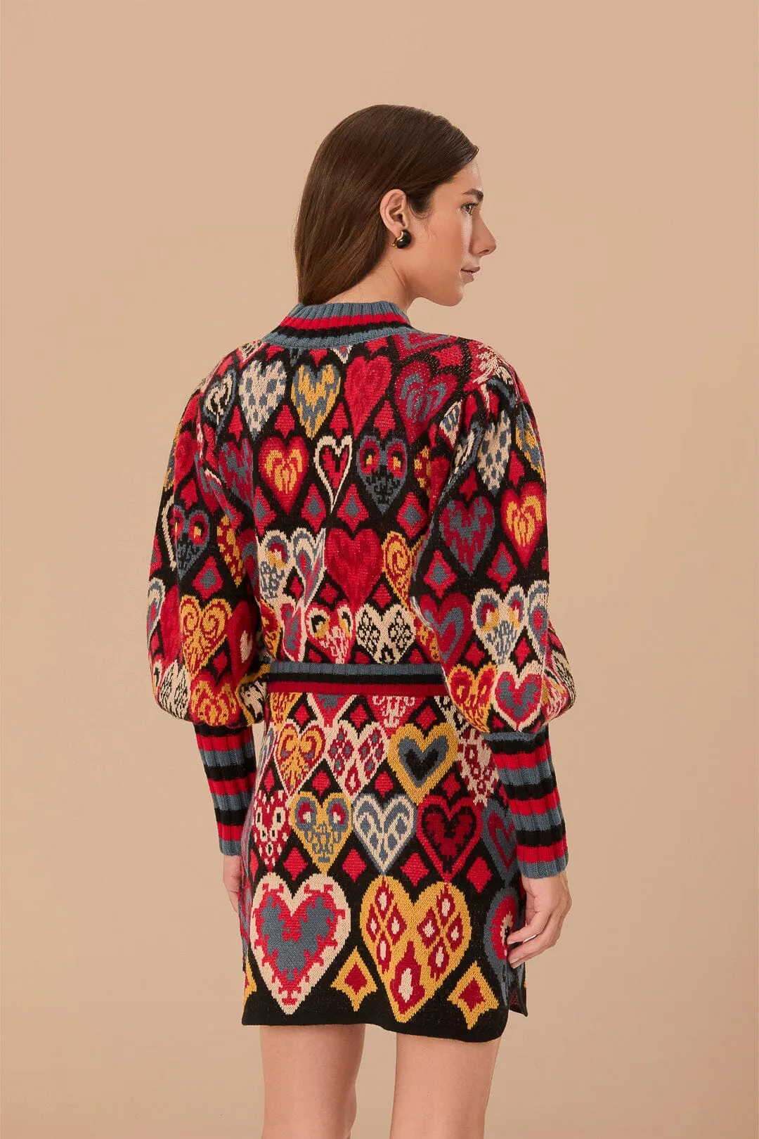 Black Hearts Ikat Knit Skirt Odor control Structured Shape