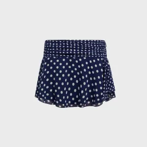 Comfort Mood Biodegradable Fabric GUIZIO Chiffon Slit Mini Skirt - Navy Polka Dot