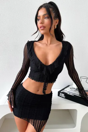 Aperol Skirt - Black Fold Over Detail