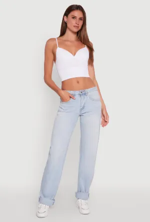 Seamless Cropped Padded Shelf Bra Cami Unique low end