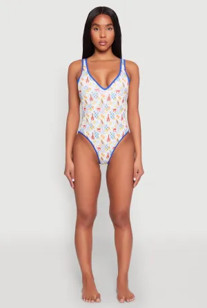 Tropical Crab Papaya Print One Piece Swimsuit Multi Directional Flex Zones
