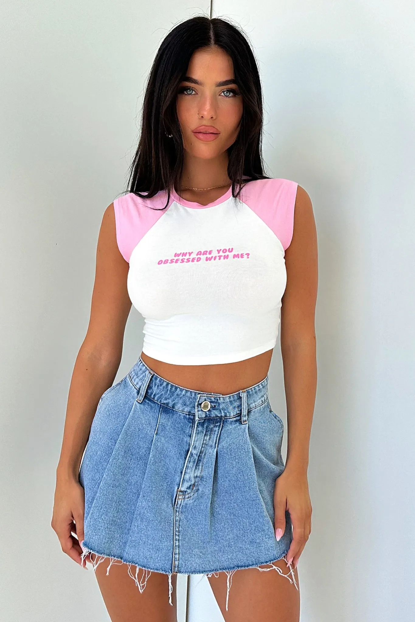 Edgy Jarryd Baby Tee - Pink / White