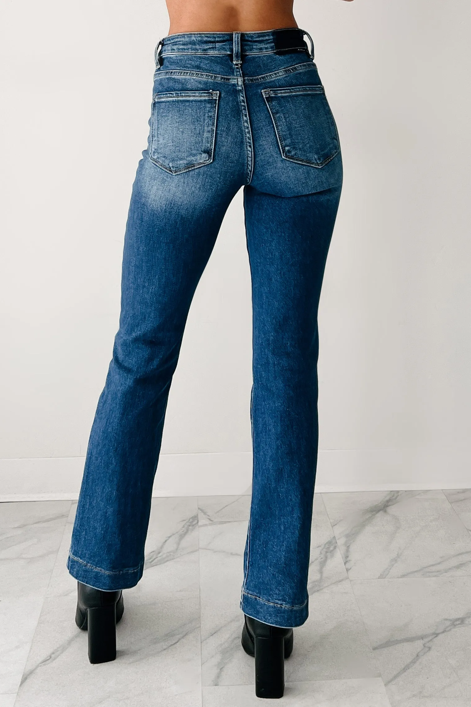 Penny High Rise Bootcut Risen Jeans (Dark) Durable Reinforced Shoulders