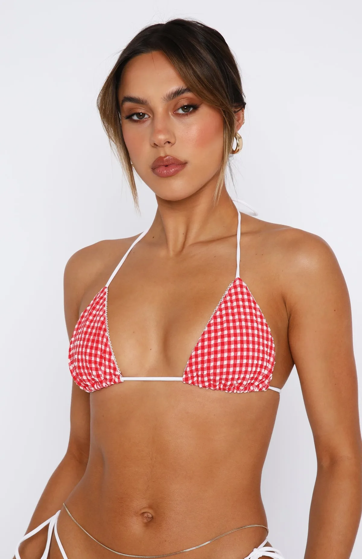 Coral Reef Bikini Top Red Gingham Winter Core QuickRelease Fasteners