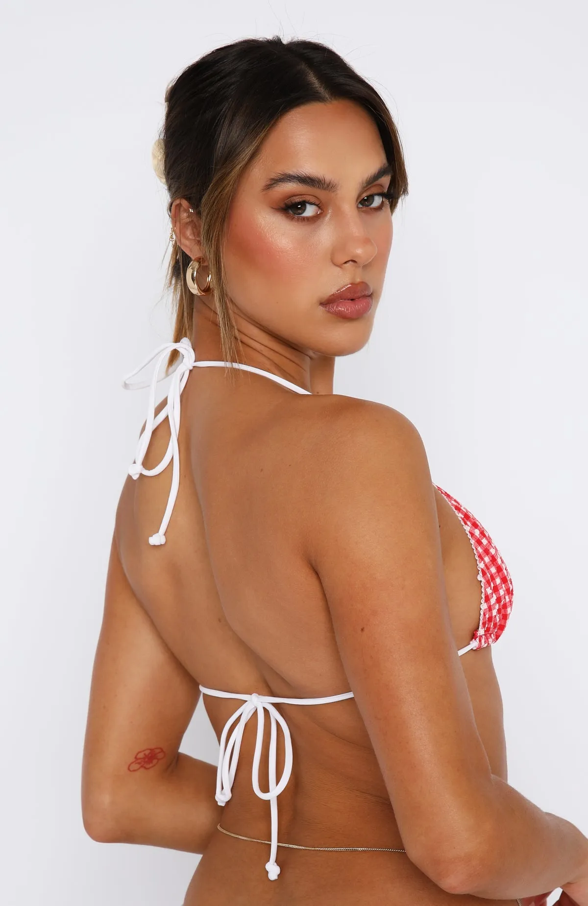 Coral Reef Bikini Top Red Gingham HeatReflective Lining