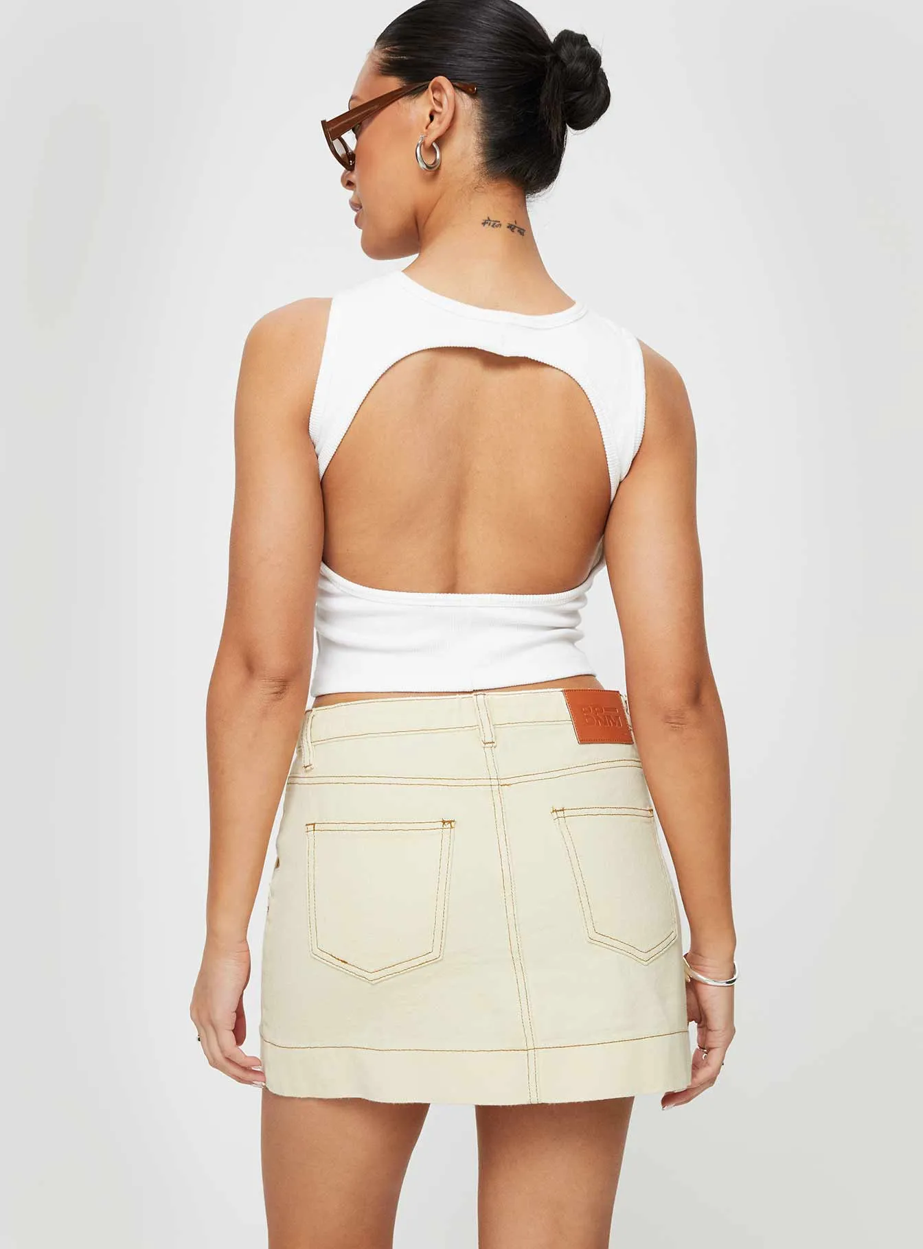 hypoallergenic material Hughes Mini Skirt Cream Denim