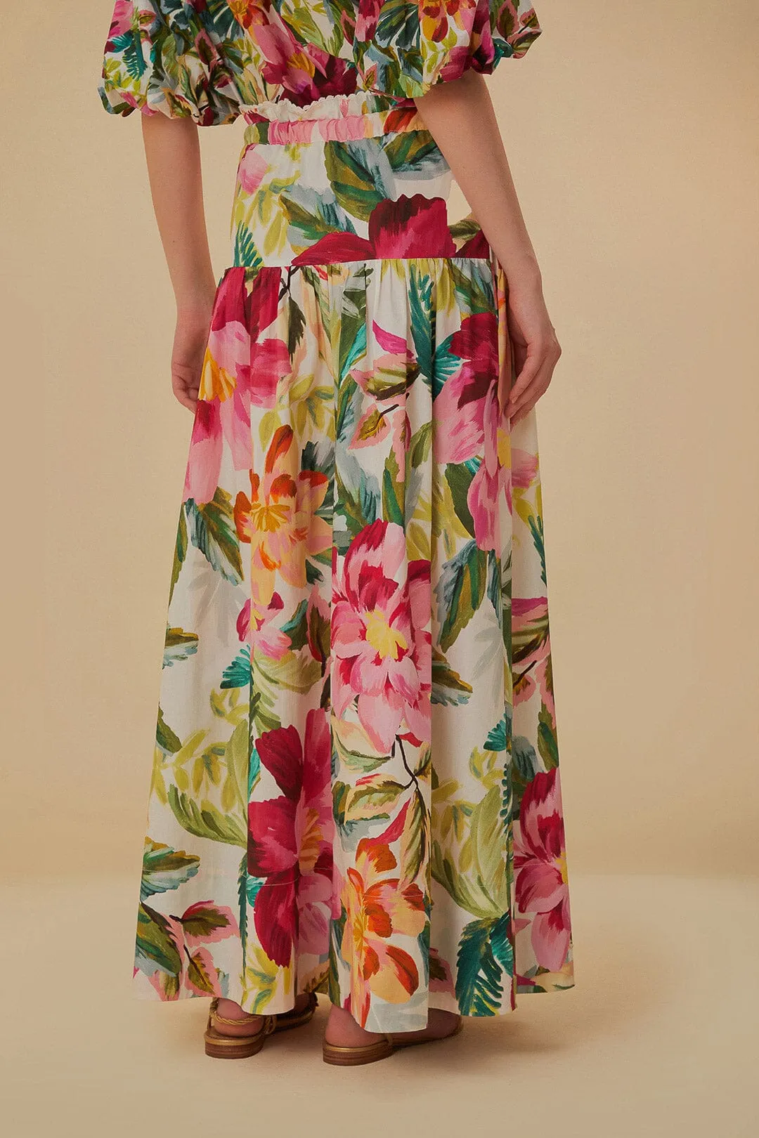Off-White Painted Flowers Maxi Skirt Clean Aesthetic