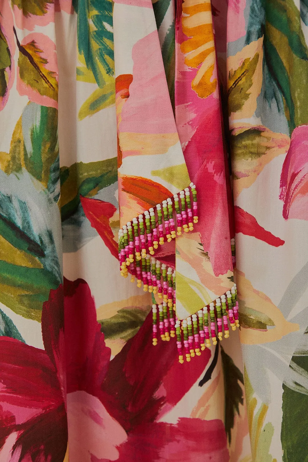 Lightweight Off-White Painted Flowers Maxi Skirt