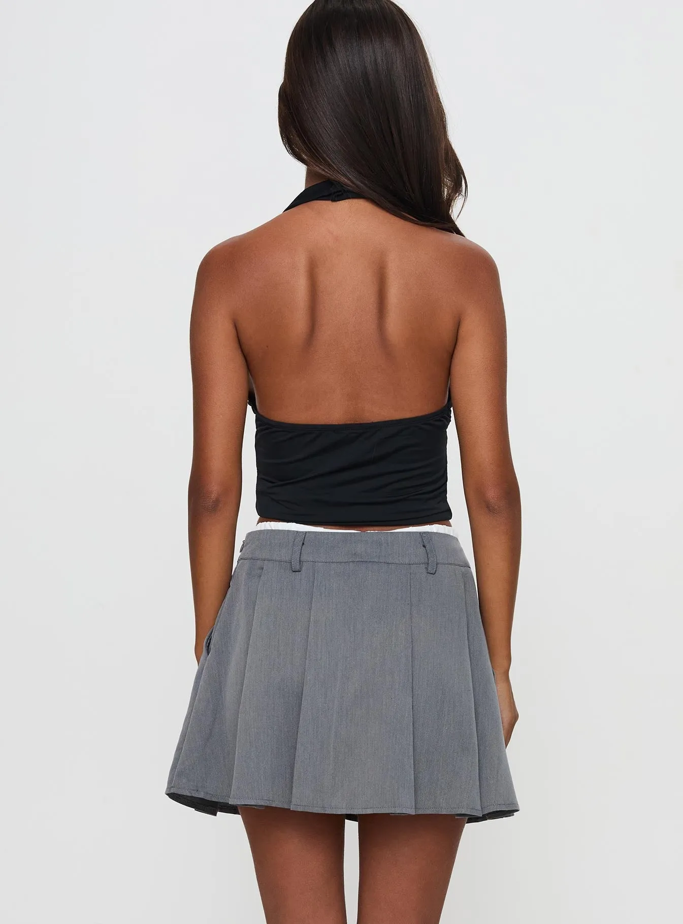 Flexible Material Simulations Pleated Mini Skirt Grey