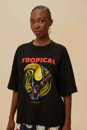 Hotel Style Black Tropical Organic Cotton T-Shirt