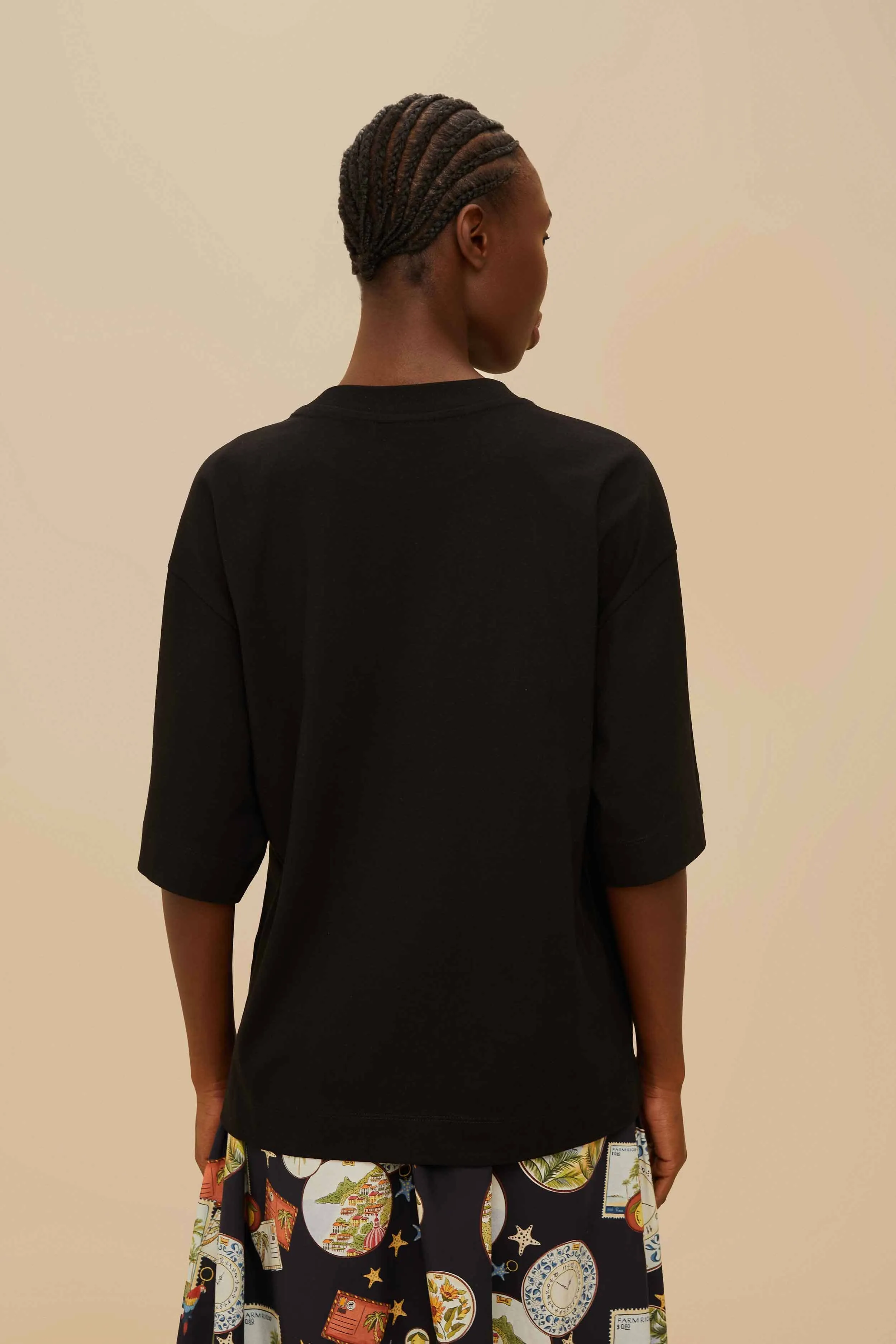 Black Tropical Organic Cotton T-Shirt Baby Soft Adjustable Drawcord