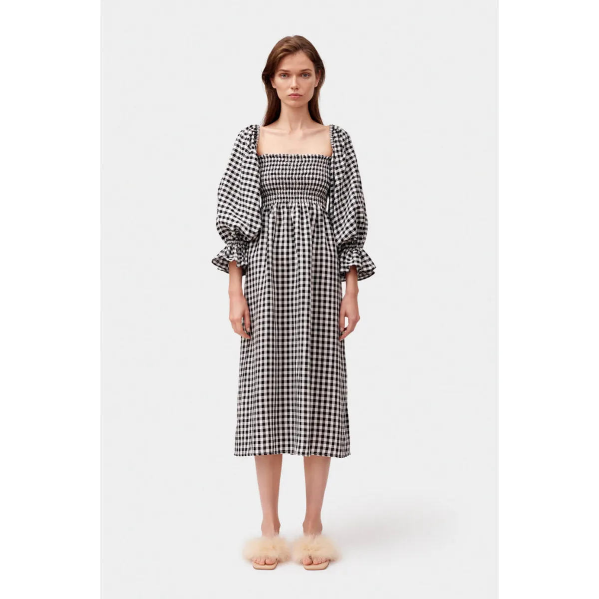 ZeroChafeSeams Atlanta Linen Dress Black Vichy