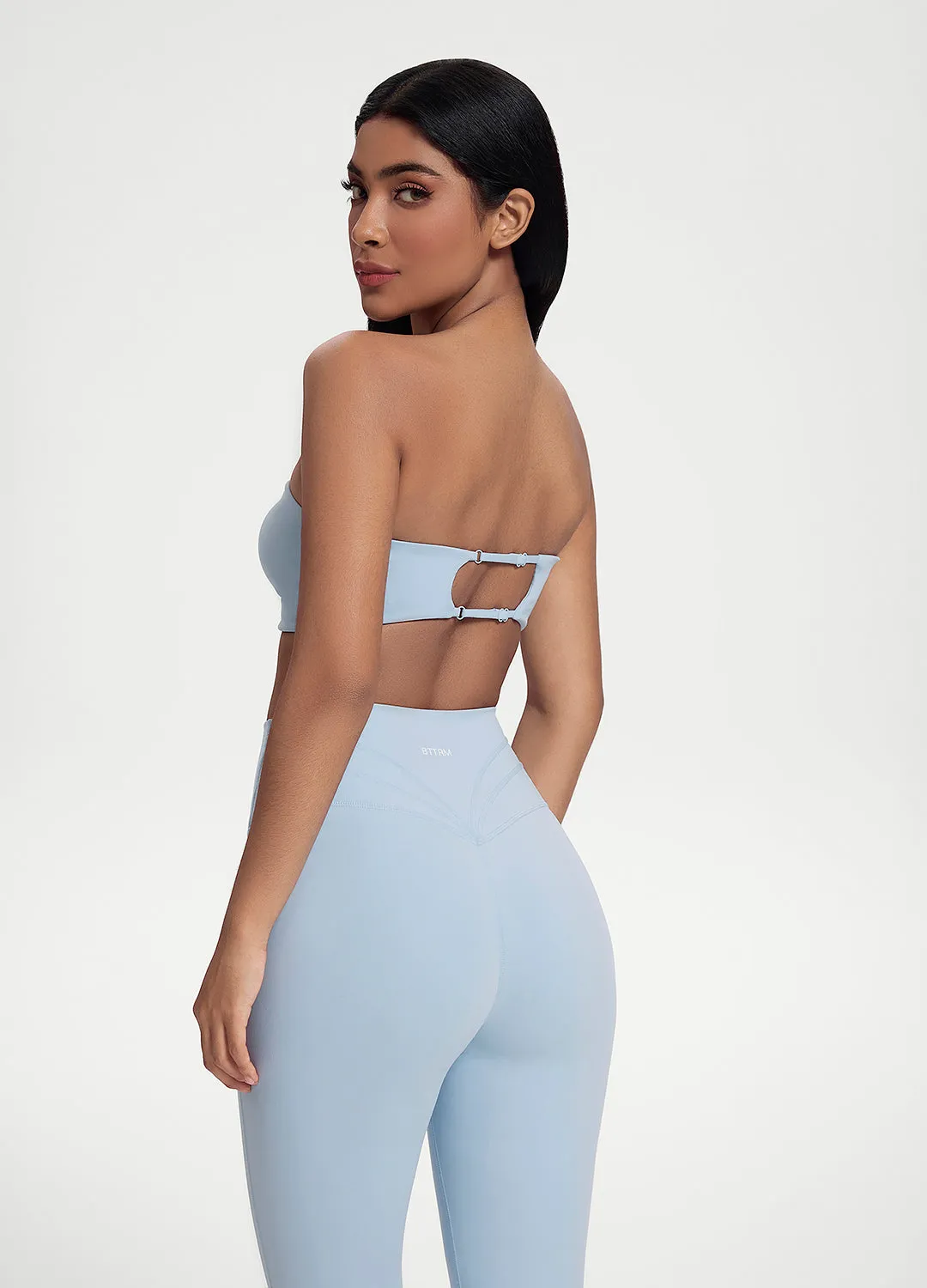 Back-Clasp Bandeau Top Ribbed Trims Cozy Fit