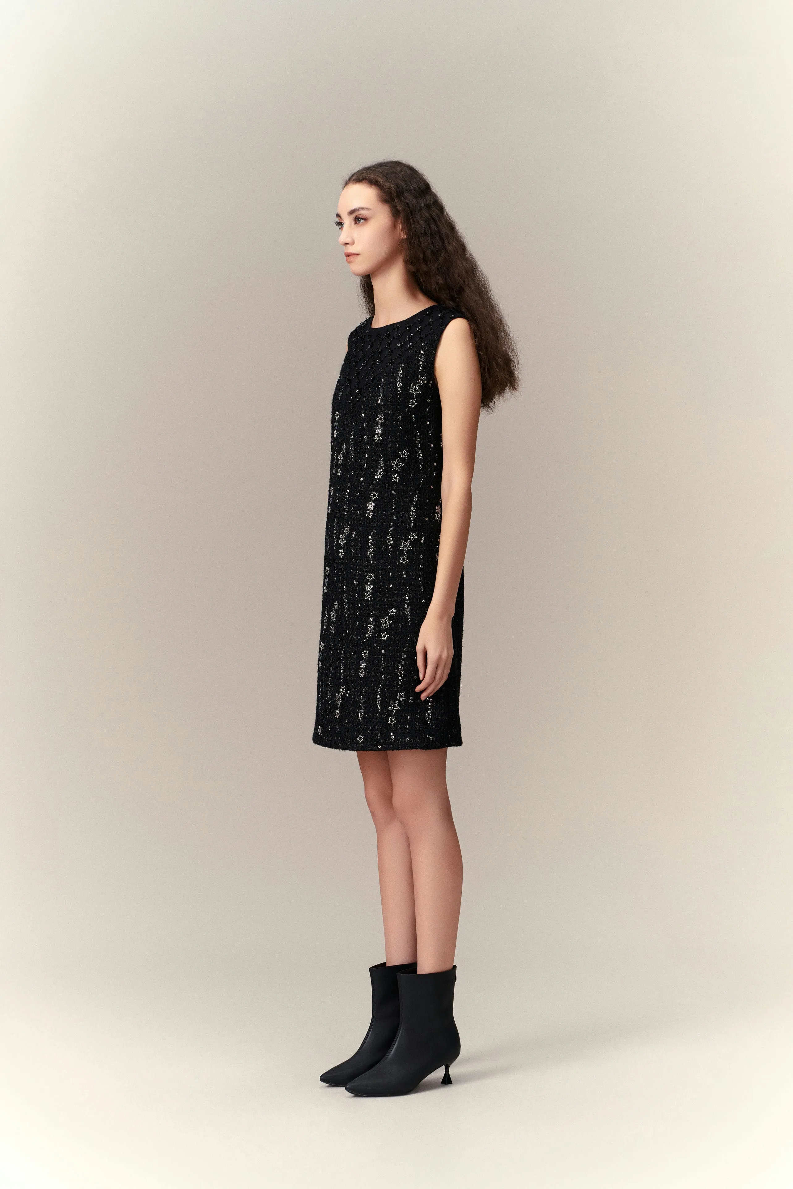 Meteor Shower Embellished Sleeveless Dress Cyber Glow