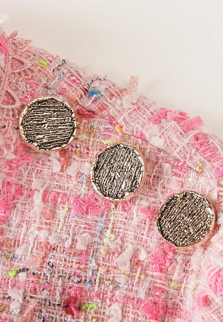 Slim-cut Frayed-detail Checked Sequined Dress FastDrying Inner Layer RipstopFabric