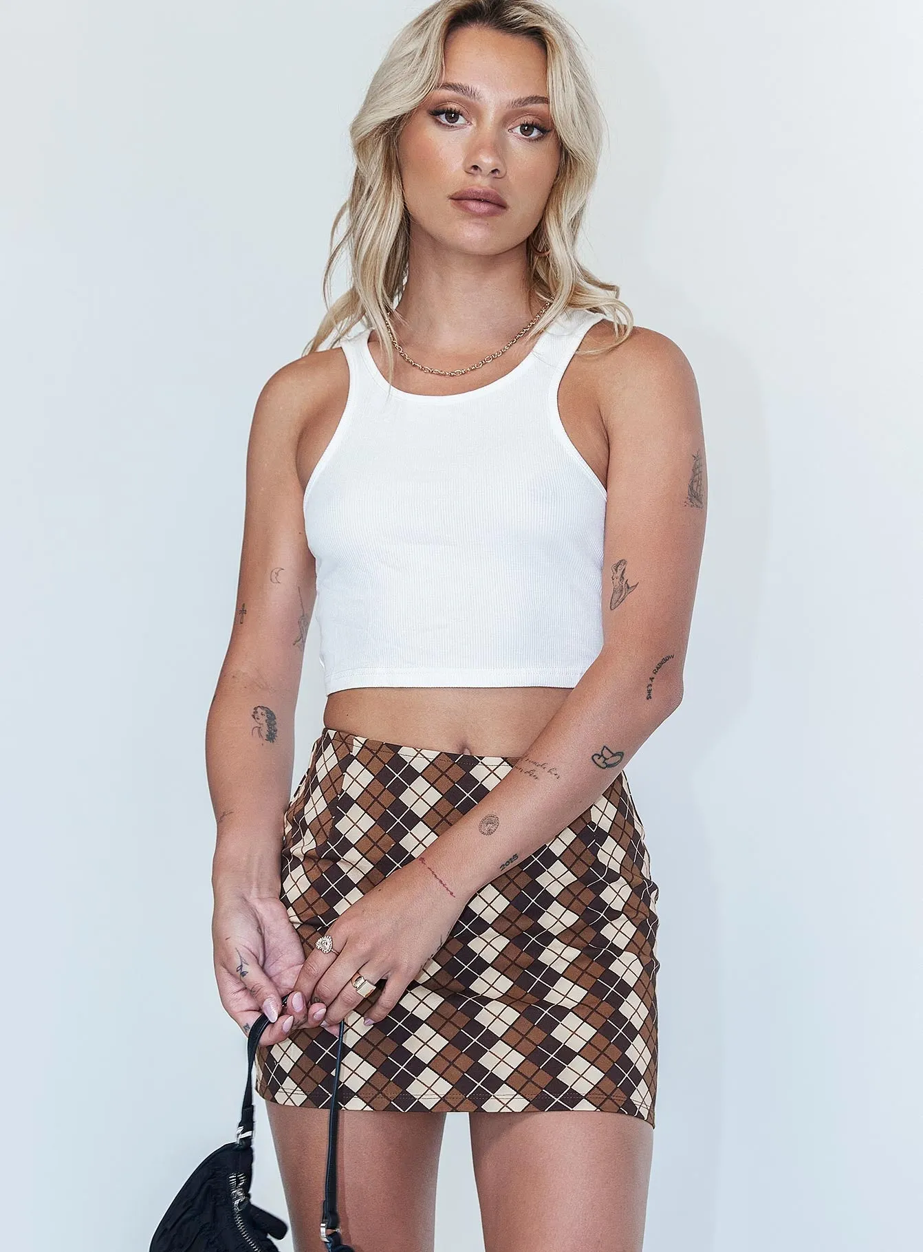 Classic Comfort Motel Ima Skirt Argyle Brown