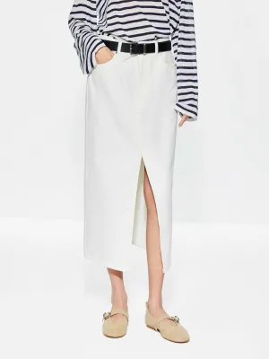 Sleek Detail High Waist Slit Denim Skirt