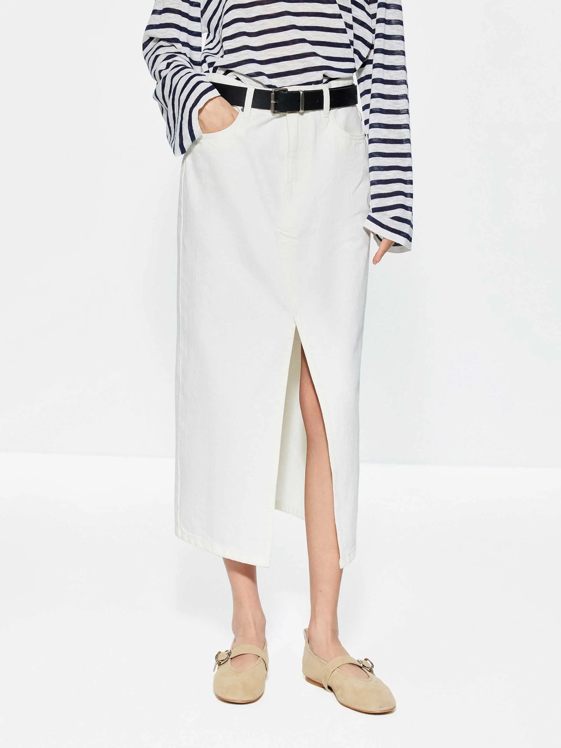 High Waist Slit Denim Skirt Local Artisan