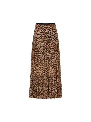 Leopard Print Pleated Skirt Seamless construction