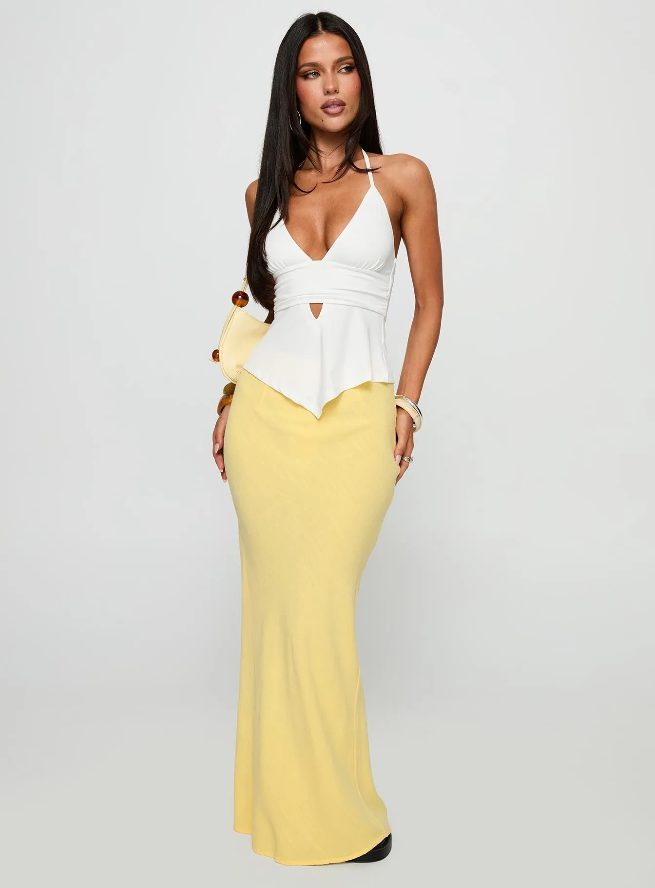 Laidback Style Soft Styling Jodie Maxi Skirt Lemon Yellow