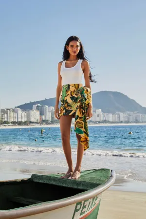 Yellow Bananart Side Bow Mini Skirt High Rise