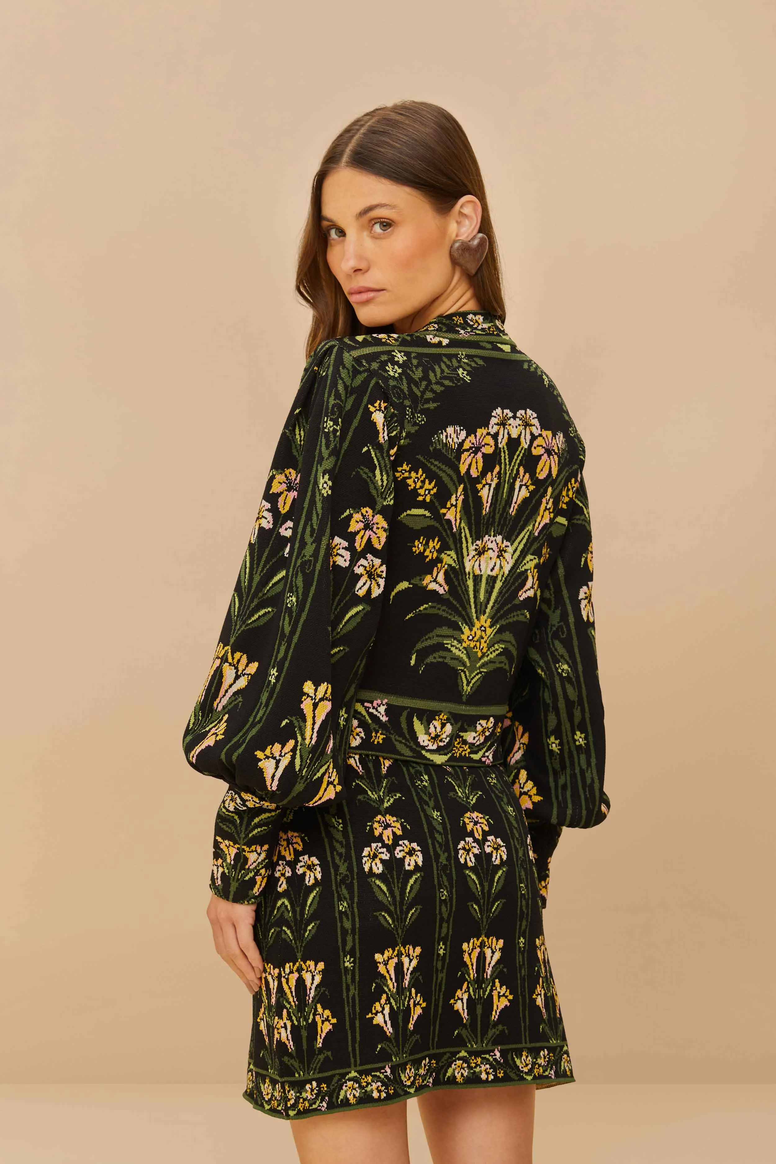 Black Flowers Arch Knit Skirt Heritage Brand