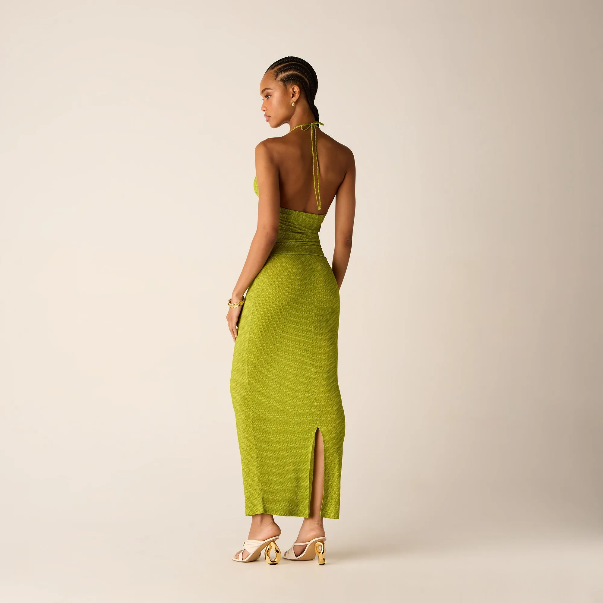 Kith Women Mila Micro Monogram Maxi Skirt - Pistachio Athleisure Inspired Glamorous Appeal